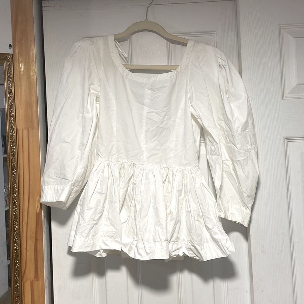 ISA ARFEN
Vera V-Neck Full-Sleeve Cotton Peplum Top uk size 8 $675 - Picture 9 of 13